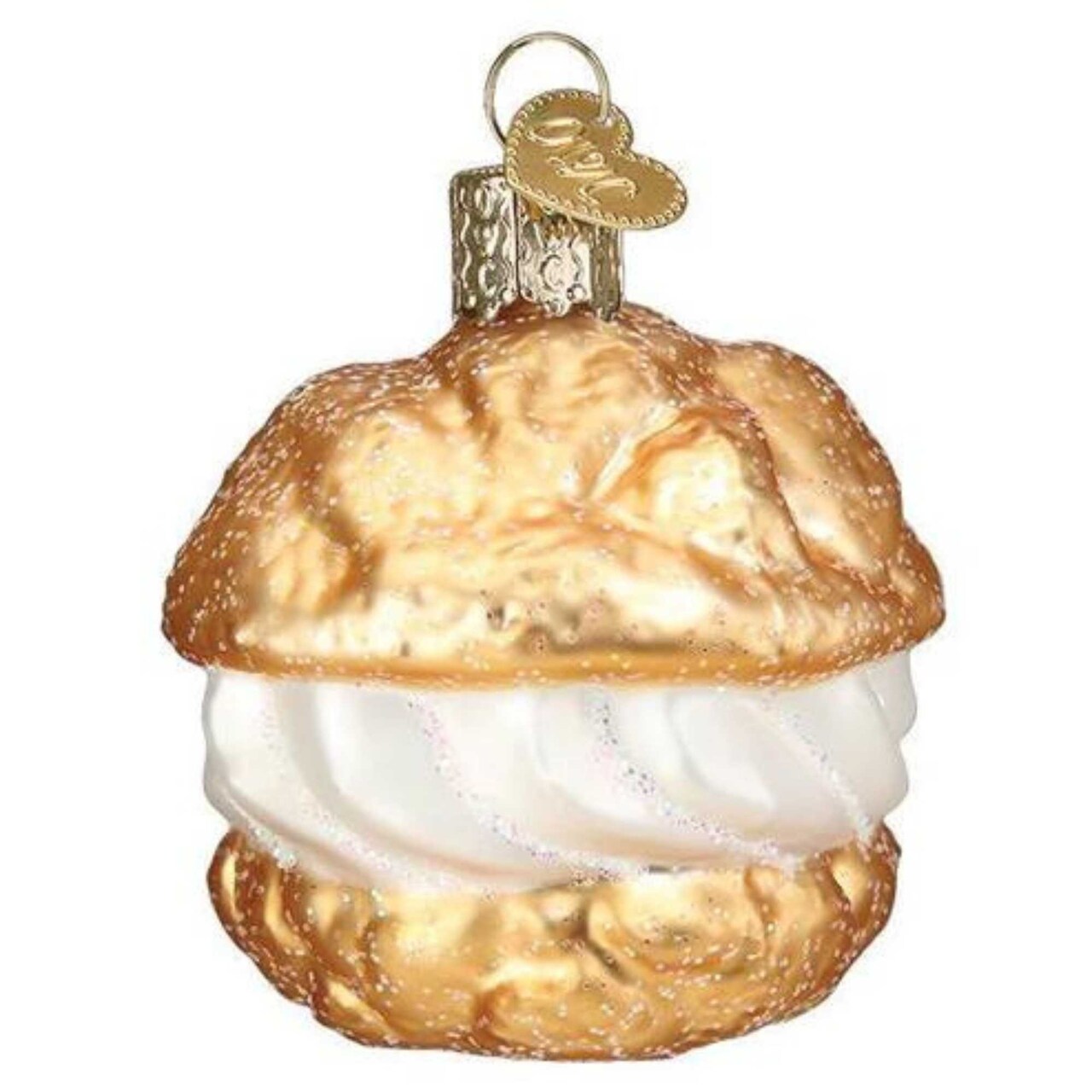 Old World Christmas 2.5 Inch Cream Puff Christmas Tree Ornament , Dessert French Pastry